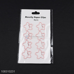 Yiwu wholesale pink star paper clips metal clips for office
