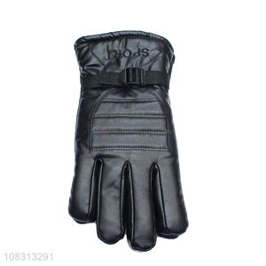 Factory price men winter warm gloves non-slip pu leather gloves
