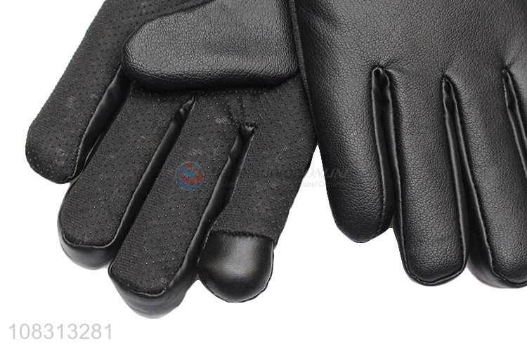 Wholesale winter gloves pu leather touchscreen gloves for men