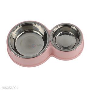 Good quality anti-slip stainless steel dog bowls double pet bowls