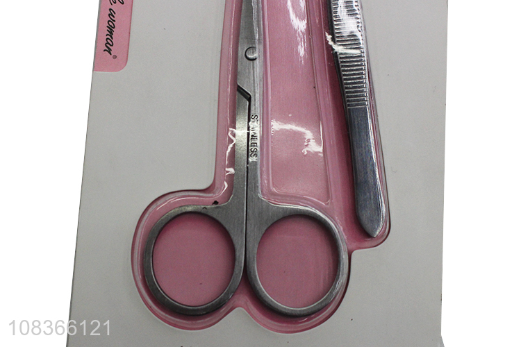 Wholesale makeup scissors tweezer fashion beauty implement set