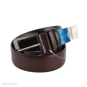 Wholesale men's everyday pu leather belt with single prong buckle