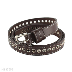High quality women's grommet pu leather punk belt decorative belts