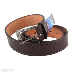 Factory wholesale men's casual dress belt with metal pin buckle