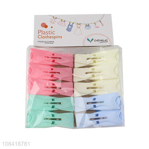 Wholesale 10 pieces colorful plastic clothes pegs clothespins with spring