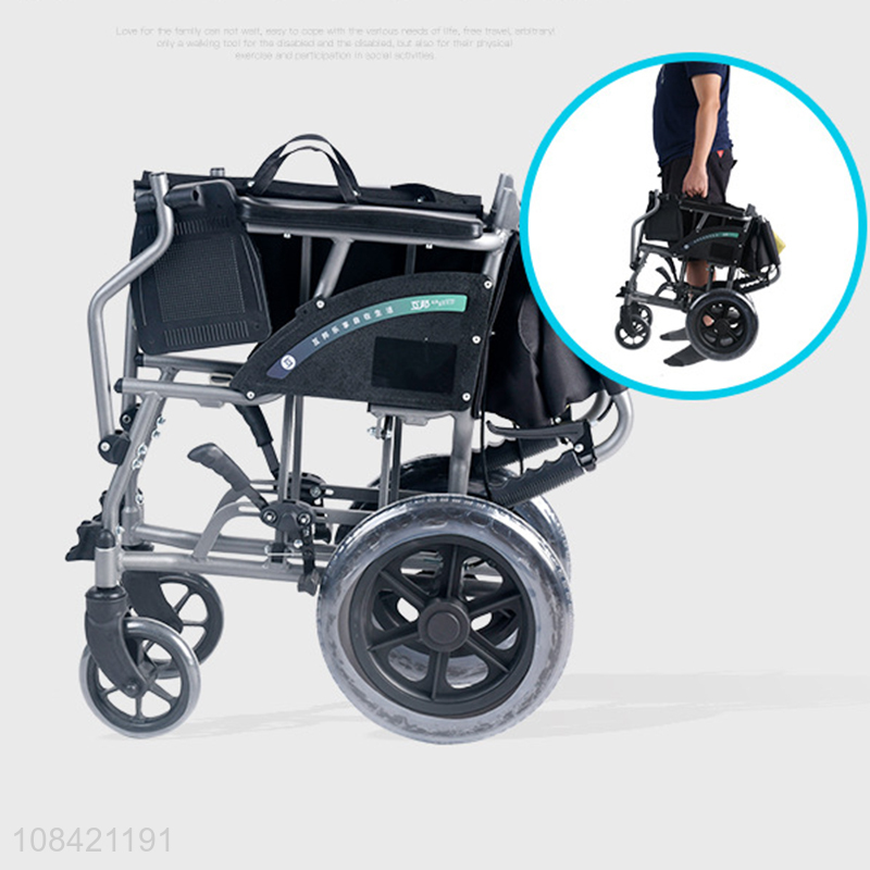 Wholesale folding lightweight manual aluminum alloy wheelchair for old people
