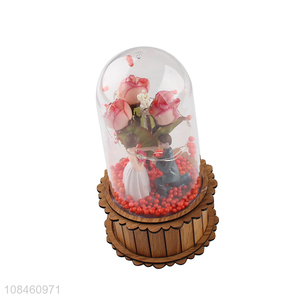 New products clear glass cover fake flower decoration for sale