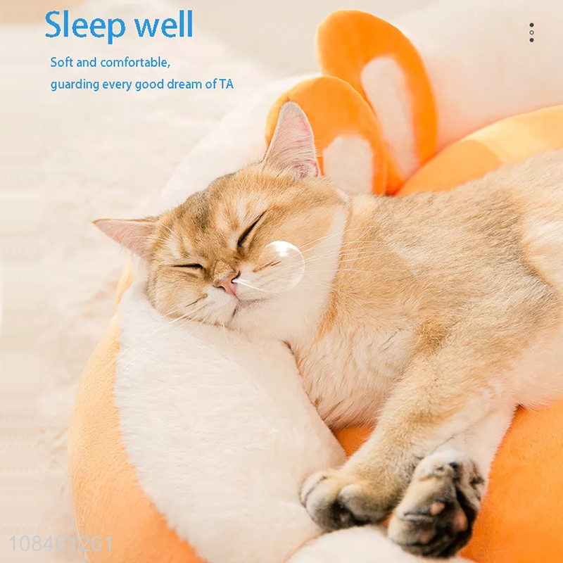 Wholesale cute cat bed removable washable comfy short plush cat bed