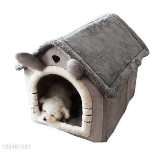 Wholesale cottage house shaped pet bed foldable comfortable dog house