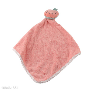Wholesale cute soft water absorbent coral fleece hand towels for kids