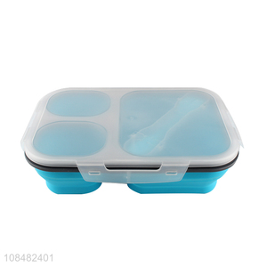 Factory supply leakproof foldable silicone lunch box for adults