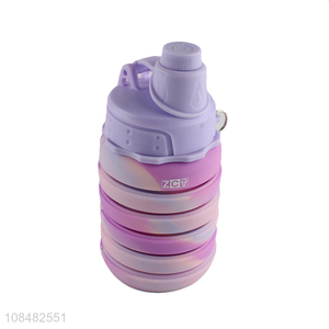 Wholesale outdoor sports collapsible food grade silicone water bottle