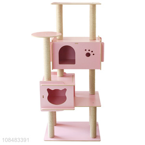 New products pink wooden splice cat climbing frame for sale