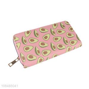Wholesale avocado printed pu leather clutch women wallet card holder