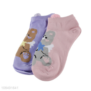 Factory supply bear pattern casual fashion short socks for girls