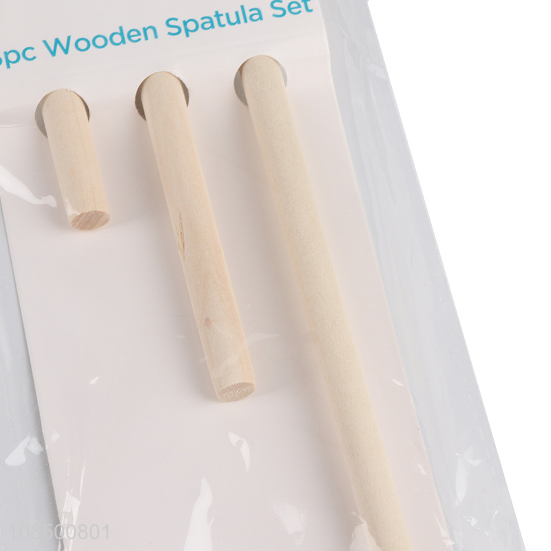 Factory price 3pcs/set natural wooden cooking spatula kichen utensils