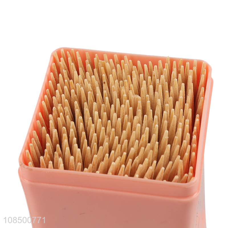 Factory supply 300pcs natural bamboo toothpicks in dustproof plastic box