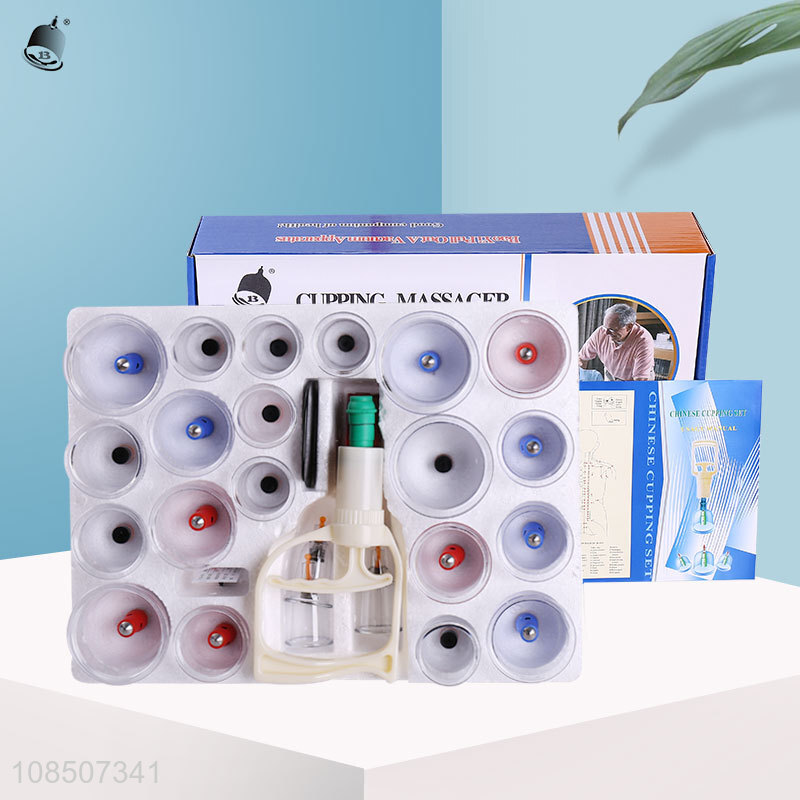 Good quality 24-cup Chinese cupping therapy set for back pain releif