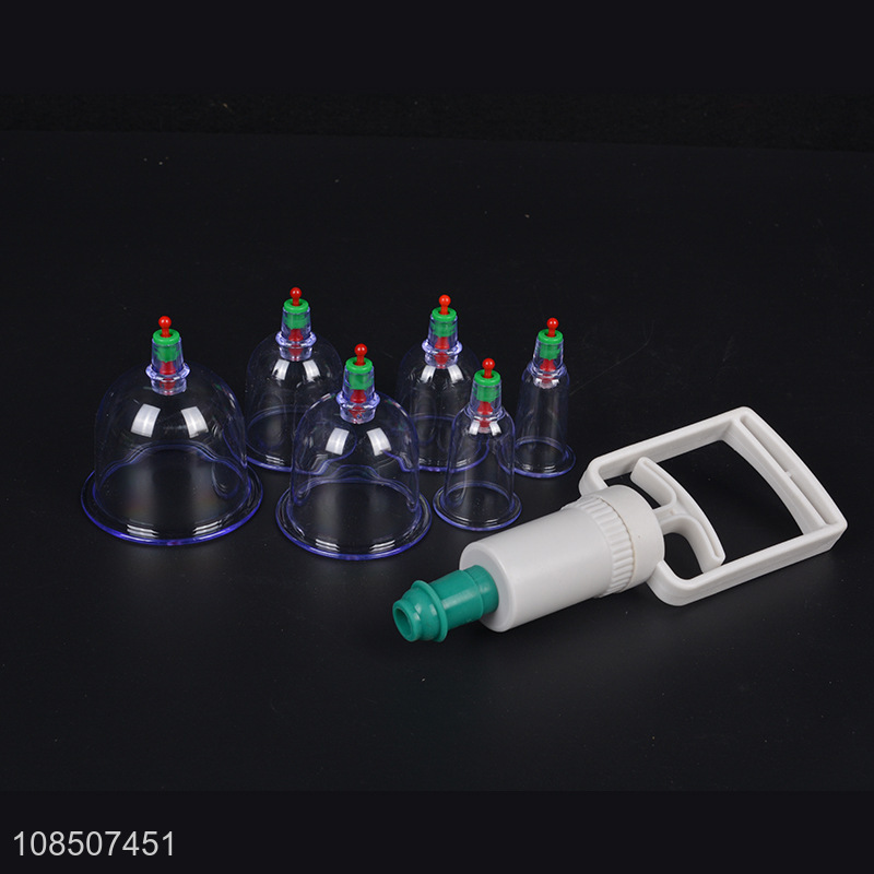 Good quality 6-cup vacuum cupping set pull out a vacuum apparatus