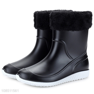Hot selling winter warm men waterproof pvc rain boots wholesale