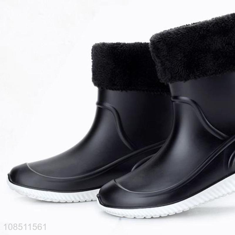 Hot selling winter warm men waterproof pvc rain boots wholesale