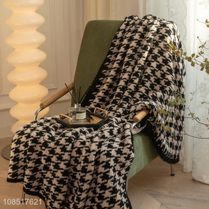 Best sale thick soft reversible fluffy houndstooth throw blanket