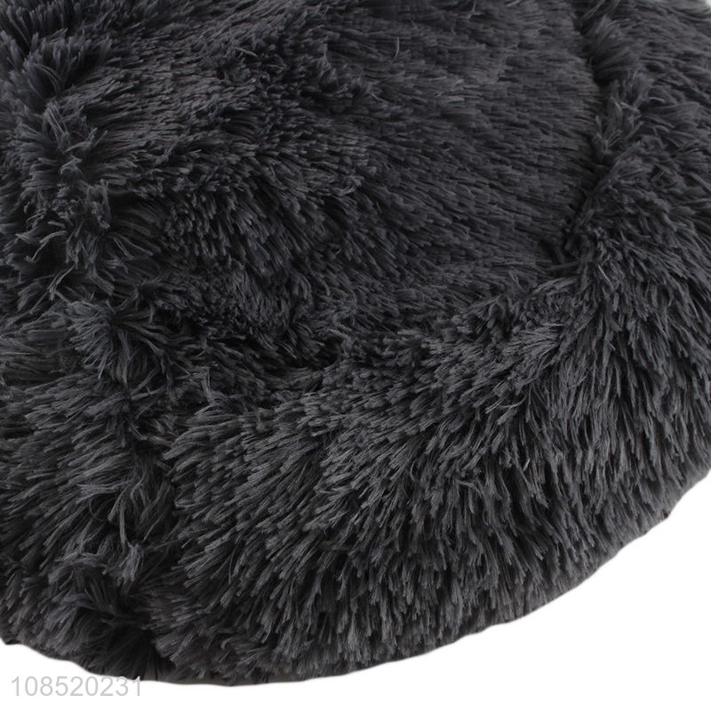 Wholesale soft cozy fluffy plush pet bed with anti-slip bottom