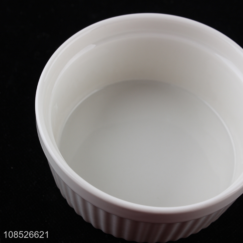 Factory price round ceramic ramekin souffle cup baking dish