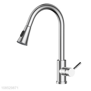 Wholesale stainless steel pull out hot cold water double control sink faucet