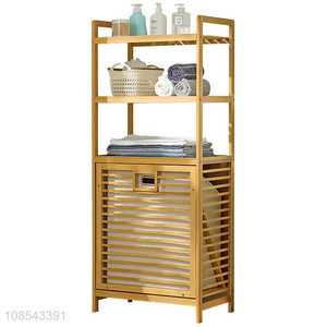 Wholesale eco-friendly bamboo laundry hamper storage basket bathroom rack