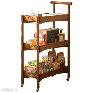 Hot selling multipurpose bamboo cart bamboo storage shelves with wheels