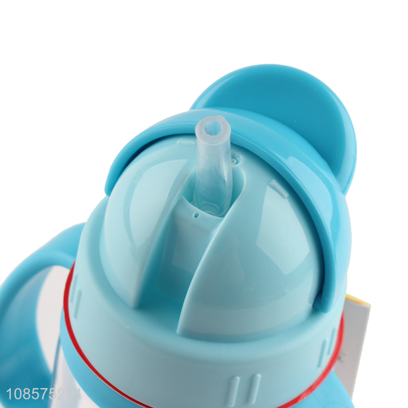 Wholesale 370ml plastic water bottle with straw for kids