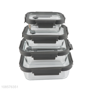 Online wholesale 4ps glass fresh-keeping bowls food storage boxes