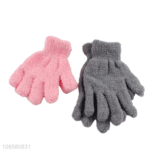 Wholesale winter warm gloves microfiber knitted gloves for adult