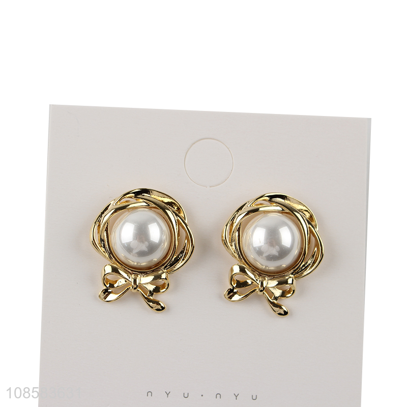 New design women fashion jewelry earrings pearl ear studs