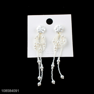 Good selling white long tassel drop <em>earrings</em> for jewelry
