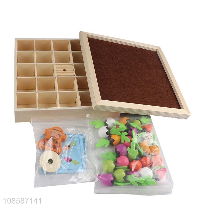 Wholesale wooden vegetable memory game pulling the radish toy