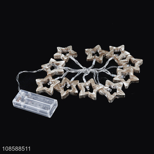 Wholesale Christmas decoration AA battery operated wooden star led string light