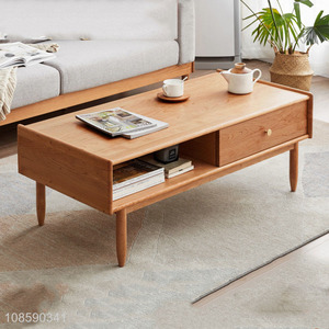 New arrival wooden home living room tea table with drawer