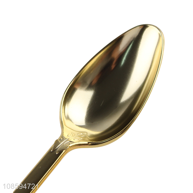 Best selling golden plastic strong durable cutlery spoon