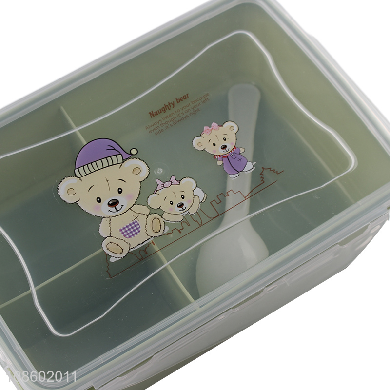 Top quality plastic cartoon bento box lunch box with tableware