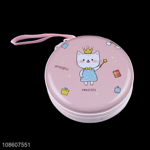 Yiwu market tinplate mini round <em>coin</em> <em>purse</em> with zipper
