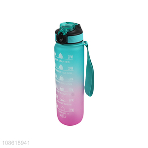 Good quality 900ml gradient color portable plastic water bottle for fitness