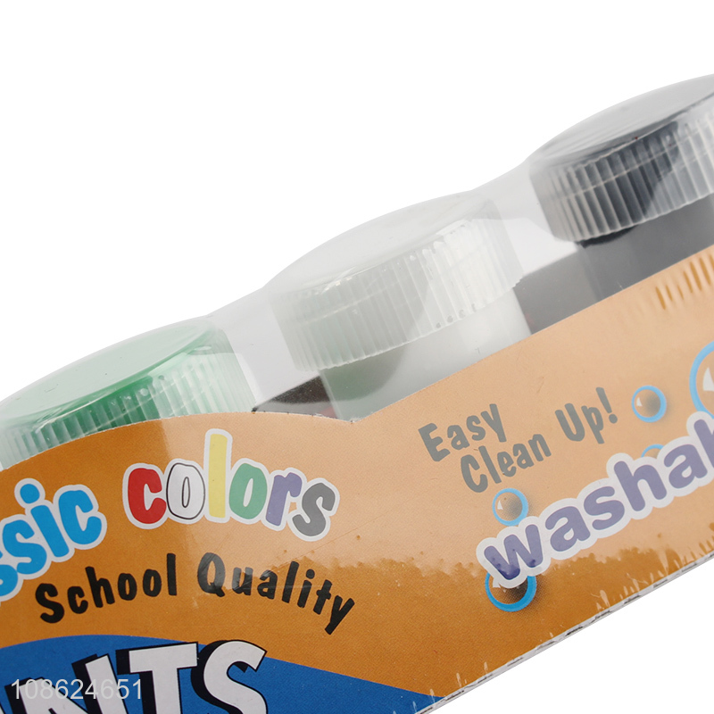 Wholesale 6 colors washable poster paints with paint brush for kids