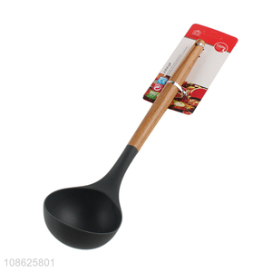 Factory price heat resistant nylon soup ladle with wooden handle