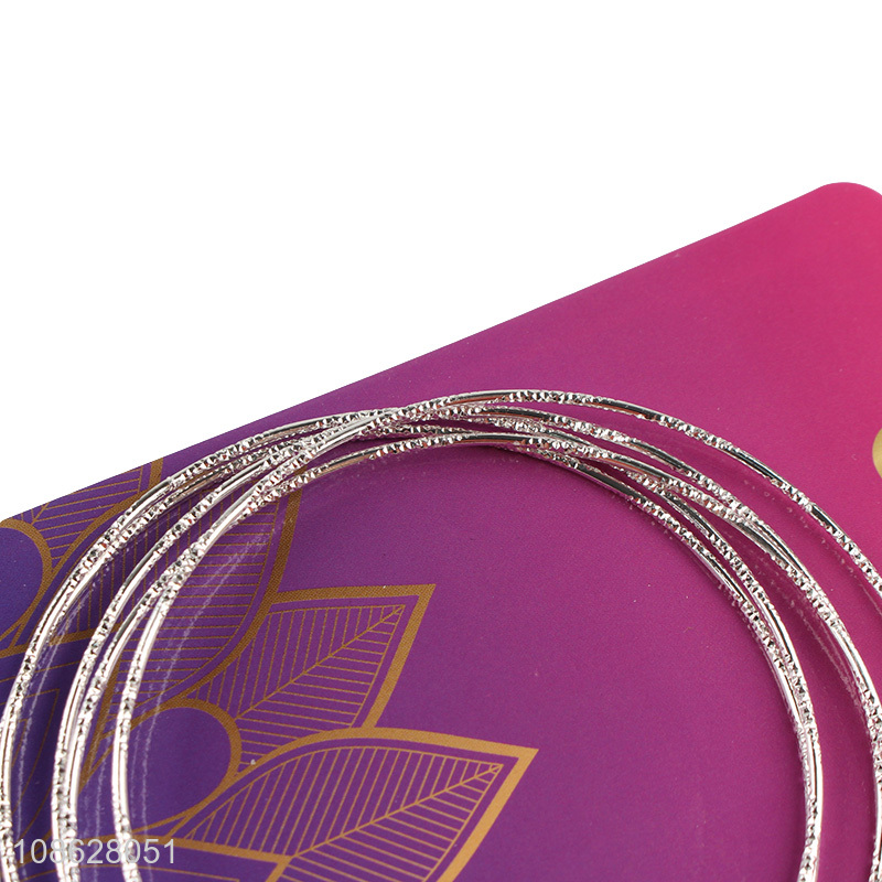 Wholesale stylish silver plated multi-layered wire bangle bracelet