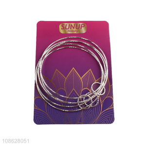 Wholesale stylish silver plated multi-layered wire bangle <em>bracelet</em>