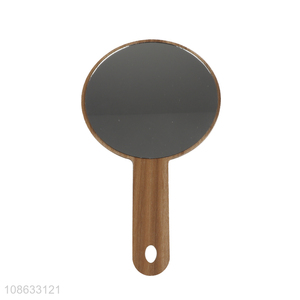 New arrival wooden round makeup <em>mirror</em> <em>cosmetic</em> <em>mirror</em> with handle