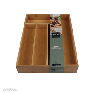 New product kitchen drawer organizer bamboo utensil holder cutlery tray