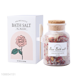 Factory supply 9.17OZ/260g natural organic rose bath salt spa relaxing bath scrub